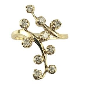14 Karat Yellow Gold and Diamond Cocktail Ring Size 7.5 #20750